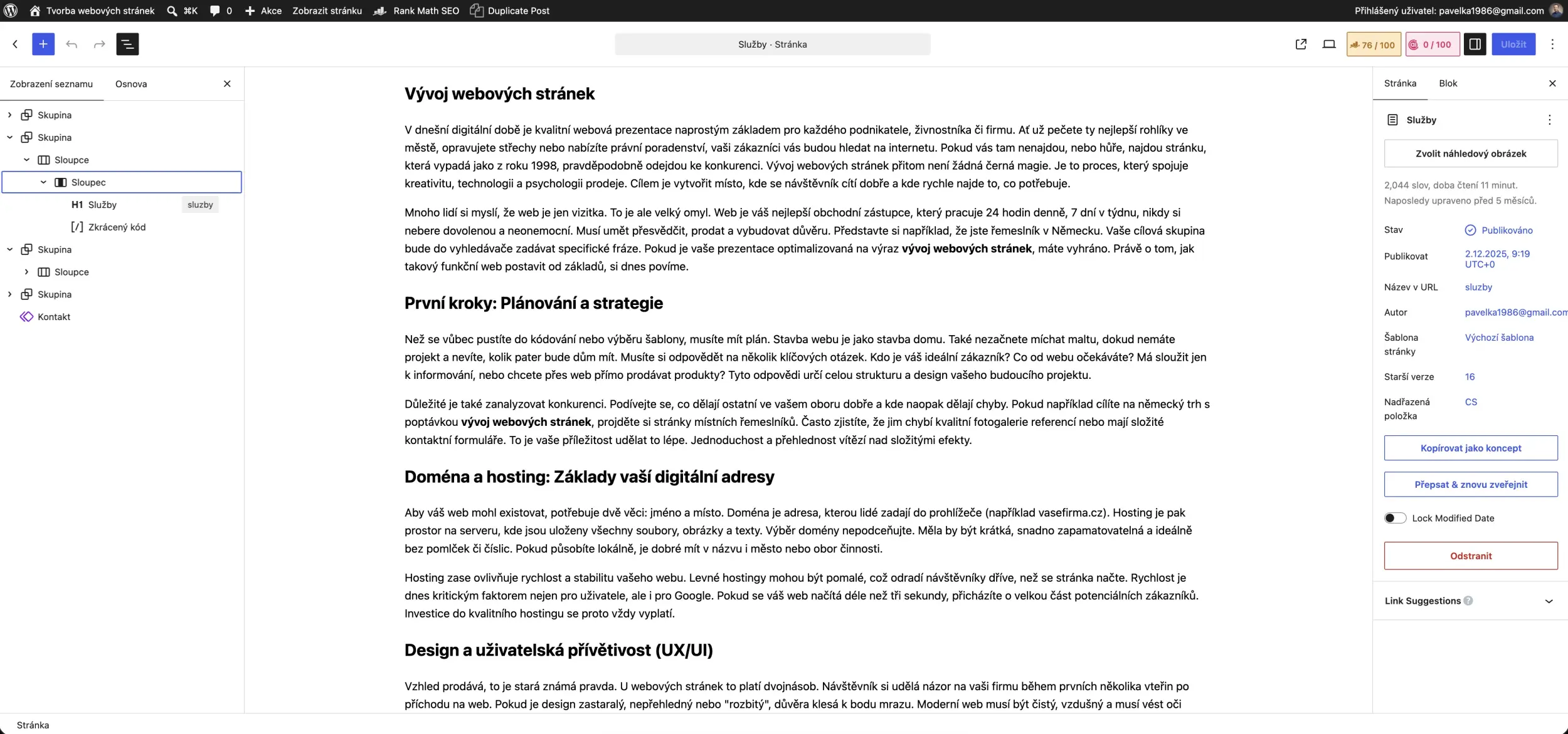 Jak pracovat s WordPressem - Gutenberg