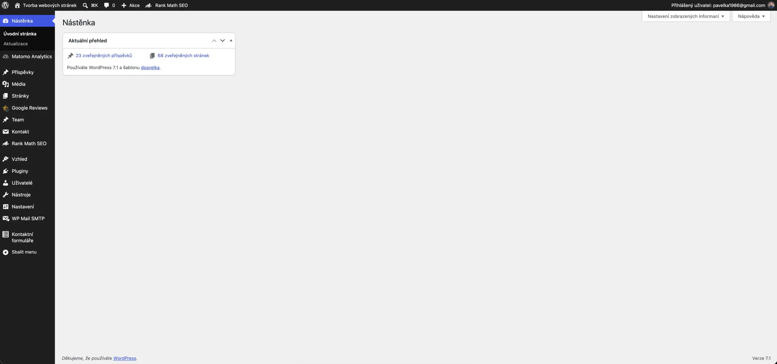 Jak pracovat s WordPressem - Nástěnka
