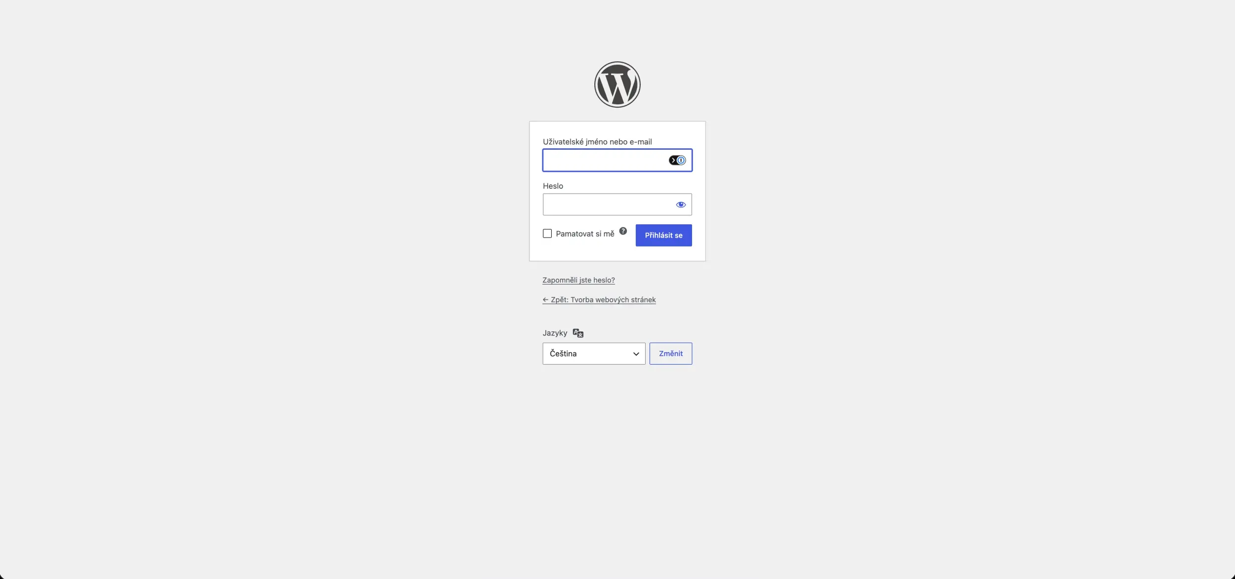 Jak pracovat s WordPressem - Přihlášení